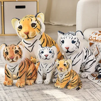 Имитация на плюшени играчки с тигър, сладки плюшени животни, плюшен кукла с тигър, истинският живот, Кавайные меки детски играчки за момчета, подаръци, домашен декор