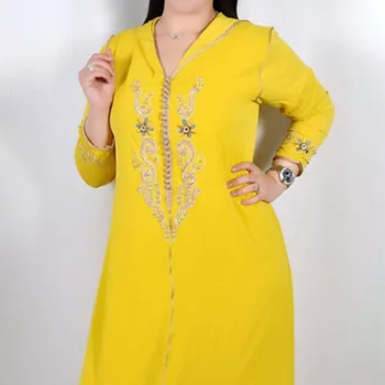 Ислямското мюсюлманската рокля Женски Пролет 2022 Кафтан Дубай Абайя Мода Бродерия с качулка Свободни арабски халати Макси рокли с дълъг ръкав