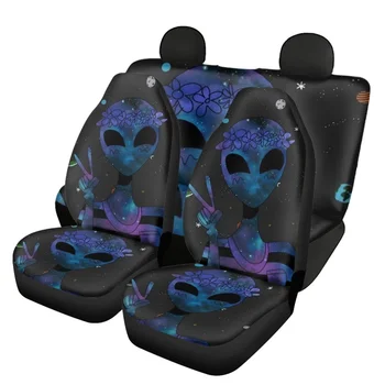 Калъф за авто седалки с 3D модел извънземна галактиката, пълен комплект от 4 бр., гъвкав, лесно моющийся, подходящ за повечето покривала за автомобилни седалки, устойчиви на хлъзгане