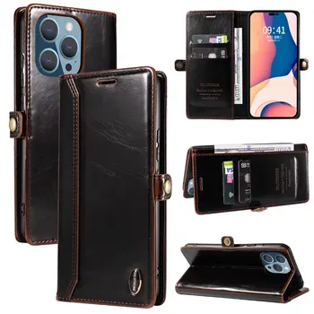 Калъфи за мобилни телефони Iphone 15 14 13 12 11 X XR XS Pro Max 8 7 Plus, луксозен портфейл, калъф от изкуствена лъскава кожа, TPU, 100 бр./лот