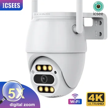Камера за видеонаблюдение ICSEE Външна камера за сигурност 4K Wifi 8MP UHD ВИДЕОНАБЛЮДЕНИЕ PTZ камера AI Откриване на човек Поддръжка на двустранния аудио НРВ