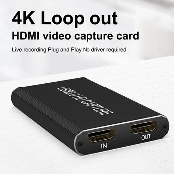 Карта заснемане на видео 4K USB 3.0, съвместим с HDMI 1080P 60 кадъра в секунда и HD видео колектор за улавяне на игра на карти от PC на живо