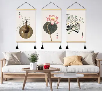 Картини на китайски стил с участието на цветето лотос, интериор на всекидневна, спалня, офис, естетическа картина, гоблен, монтиран на стената плакат