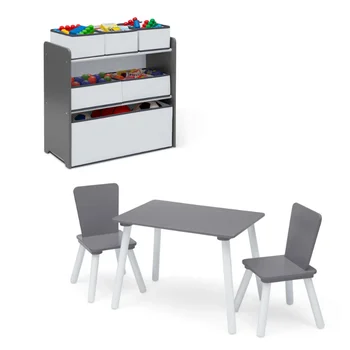Комплект за детска стая Delta Деца от 4 теми - включва игрална маса с плот за сухо изтриване и органайзер за детски играчки на 6 кутии