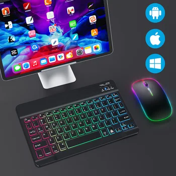 Комплект клавиатура и мишка Bluetooth английски и руски език с още 10-инчов мини-таблет iPad Pro 12 9 4 Air S6 lite