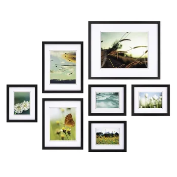 Комплект стенни рамки за галерии Airfloat от 7 теми черен на цвят, с щампи на декоративно изкуство и окачен шаблонной рамка за снимки