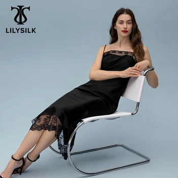 Копринените вечерна рокля LILYSIL за жени 2022, нов дамски елегантен вечерен халат за баня с завързана подолом, женски тоалети за рожден ден, безплатна доставка