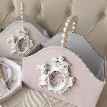 Корейска кошница за пазаруване с тисненым принтом във формата на Ангел Кошница за пикник Декорация на дома Украса Перлена чанта органайзер за съхранение