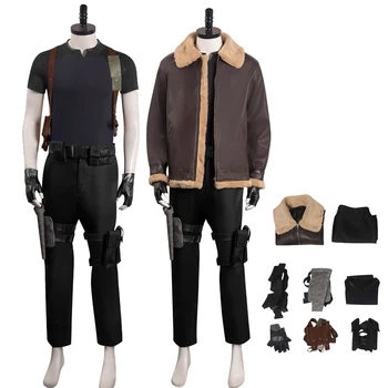 Костюм за cosplay Resident 4 Leon S Kennedy, яке от биологични опасности, палта, панталони, яке от изкуствена кожа, пълен комплект, кралят костюм за Хелоуин за мъже