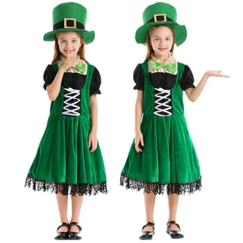 Костюм ирландски елф Лепрекона за момичета в Деня на Св. Патрик, бебешки дрехи за народни танци на Хелоуин, на cosplay