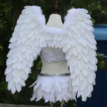 Костюм от бял ангел, крила на ангел от пера + сутиен + поли, пълен комплект, костюм за изяви на певицата и танцьорка от нощен клуб