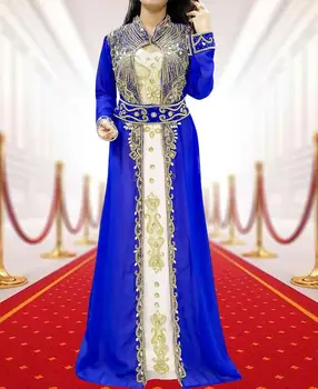 Кралско рокля Дубай, африка халат за баня с цветя модел, лек халат за баня с мъниста, вечерна рокля за парти, 56 инча