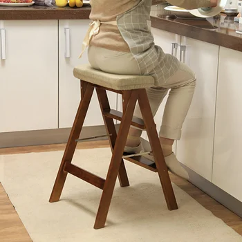 Креативен сгъваем стол от масивно дърво, лесно сгъваема кухненска стълба, стол, преносим високо столче, домашна работа на смени обувки, висока табуретка