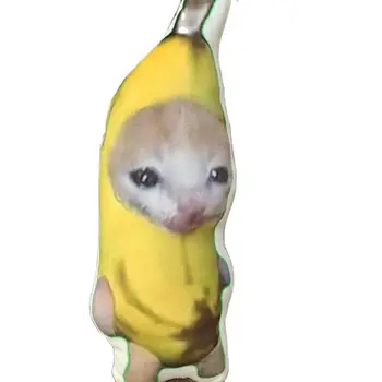 Креативен щастлив котка, плачущий банан котка, плюшено мече ключодържател, плюшен играчка, тъжни плачущий Банан котка, забавен мем, Банан котка