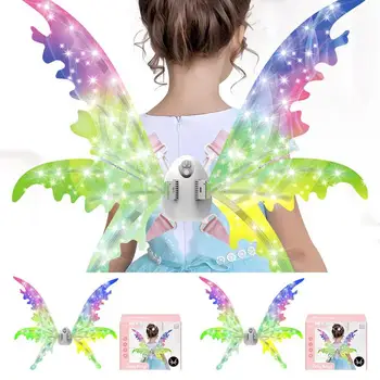 Крилата на феите с подсветка, крило на пеперуда с електрическо осветление, реквизит за Хелоуин костюм за театрални представления, облекло при раждане