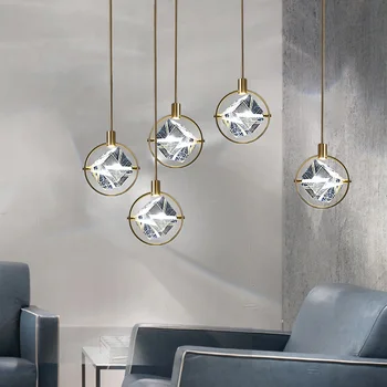 Кристални висящи лампи в новия скандинавски стил луксозен, постмодернистские нощни шкафчета за спалня, висящи лампи за бар, коридор, ресторант, столова