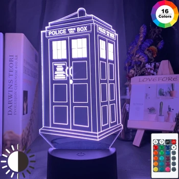 Кутия за повикване на доктор Кой 3d optical led нощна светлина за украса на детска спални полицейска кутия, подарък за детска стая нощна лампа