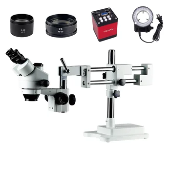 Лабораторен тринокулярный стереомикроскоп 3,5-90X, работна плоча малка дебелина, led пръстен, инспекцията микроскоп за ремонт на печатни платки