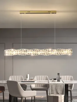 Лампа за ресторант с дълга ивица, полилеи, кристален лампа, луксозна лампа, модерен минималистичен ресторант, бар, клуб, креативна кристален лампа
