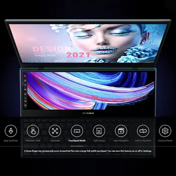 Лидер в ПРОДАЖБИТЕ за лаптоп ZenBook Pro Duo 15 OLED UX582, 15.6-инчов Сензорен OLED UHD дисплей, Intel Core i9-11900H, 32 GB оперативна памет, 1 TB С