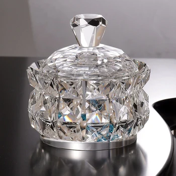Луксозен ковчег за бижута от прозрачен кристал K9 с кръгли, ръчно изработени, органайзер за малки съкровища, калъф за украса на дома плотове