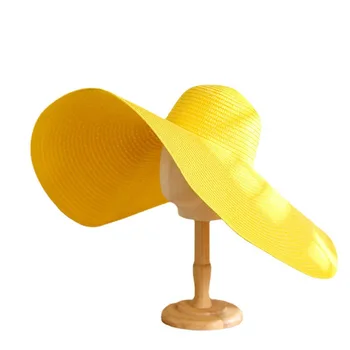 Лятна дамска шапка с големи широки полета за почивка, Цветна Панама от слънцето, модни куполна празнична плажна шапка, сгъваема сламена шапка