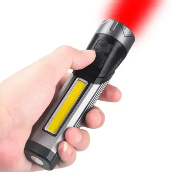 Магнитен Фенер USB Безжичен 500 Лумена Алуминиев Фенер Сгъваем Светло Джоб Фенерче Със Завъртане На 90 Градуса С Магнитна Основа