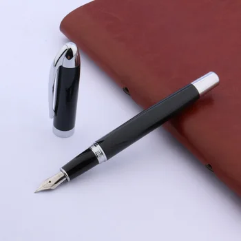 Маркова метална писалка 200, черна, нова, гладка, международна, сребриста, канцеларски материали, ученически пособия, подарък за писане