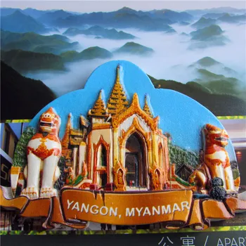 Мианмар сувенири за пътуване магнитни стикери за хладилник триизмерен писане Джакарта Джинши Мианмар Янгон Златната пагода