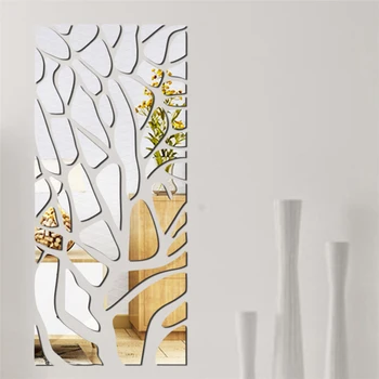 Миещ огледално стикери за стена с изображение на дърво, 3D направи си сам, по-голямата стикер за декора на стените, огледално украса, украса на началната стая