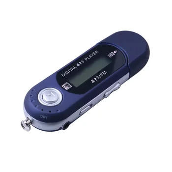Мини USB MP3 музикален плейър, Цифров LCD екран, Поддръжка на 32 GB TF карта и FM-радио с микрофон Черен син MP3-плейър Препоръчваме