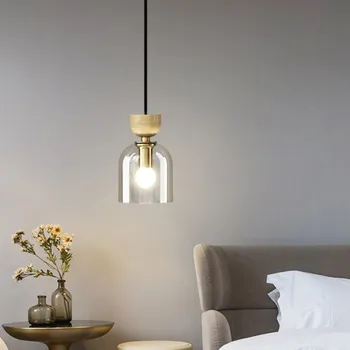 Минималистичен стъклена окачена лампа LED Circle опушен-сив висящи лампи за спалня, дневна, кабинет, трапезария, аксесоари за дома, осветителни тела