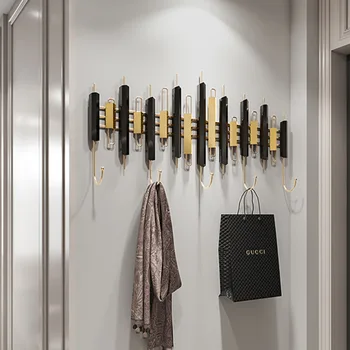 Модерен метален декоративен кука за дрехи, творчески кука за ключове в хола, на верандата, просто лека луксозна закачалка без дупки