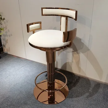 Модерен минималистичен лесен луксозен столче за хранене с отвличане на въртяща се облегалка и подлакътник от неръждаема стомана Столче за хранене