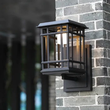 Модерен минималистичен слънчев уличен водоустойчив градина, с монтиран на стената лампа, нов китайски черен алуминий декоративна лампа за осветление