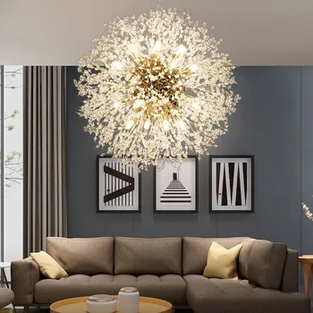 Модерен полилей с LED G9 Nordic от прозрачен кристал Starburst домашен окачен лампа в стил ар деко за партита, фоайе, хол, спалня, дневна