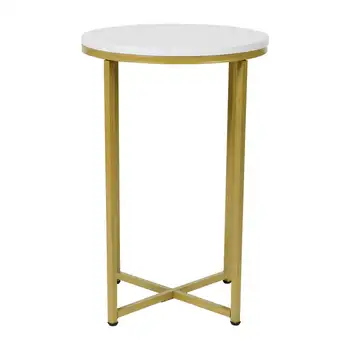 Модерен приставной маса от бял мрамор / матово злато