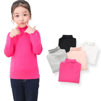 Модерен пролетно-зимни памучни тениски с кръгло деколте и дълги ръкави за момичета SC6090