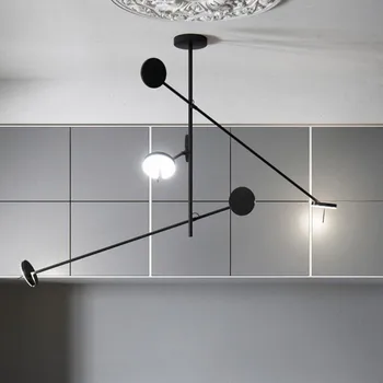 Модерна led подвесная лампа с няколко обрати, минималистичная полилей с дълги рычагами, интериор за спални, кухни, офис маса, черна подвесная лампа