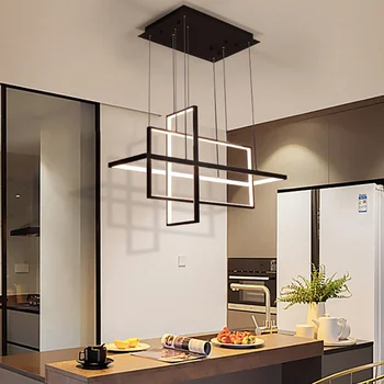Модерна led таван полилей за трапезария кухня хол спалня правоъгълен дизайн висящи осветителни тела Прост окачен лампа