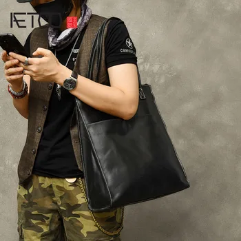 Мъжки кожени чанти AETOO, ретро-модерни чанти за рамо ръчно изработени кожени мъжки чанти