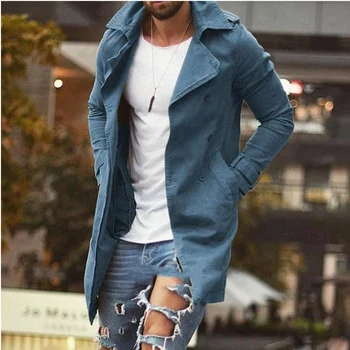 Мъжко палто със средна дължина, приталенная ветровка голям размер, мъжки ежедневни яке