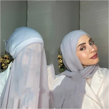 Мюсюлмански женски ислямски тюрбан, женски тюрбан, шифоновый хиджаб с капором под шал, уникален дизайн, шифоновый шал-за новости.