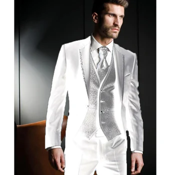 Най-новите модели палта и панталони в Мъжки Костюми, Смокинги Младоженеца на Сватбен Костюм За Вечерни партита Яке, Панталони Жилетка, Мъжки костюм Сако homme terno