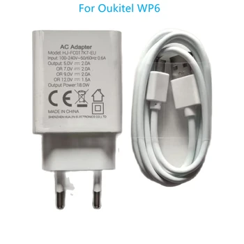 Нов Oukitel WP6 USB Адаптер, Зарядно устройство EU Plug импулсно захранване за пътуване + кабел Micro Usb линия за предаване на данни