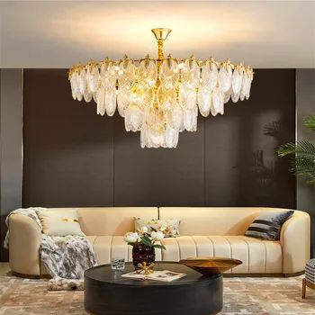 Нов висококачествен домашен лампа, луксозен кристален led полилей, вила, хол, трапезария, спалня, опростен полилей