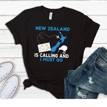 Нова Зеландия се обажда, дамски тениски с принтом, индивидуален дизайн, памучни блузи в стил ретро, дамски тениски за майстори маникюр, размер оверсайз