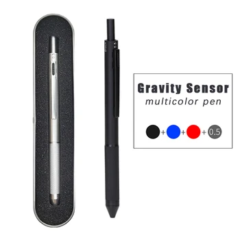 Нова Метална Многоцветен Химикалка писалка с Гравитационным сензор 4 В 1 с 3 Цветни Ролетни Шариковыми Дръжки за Зареждане с гориво + 1 Комплект Метални Дръжки за Моливи