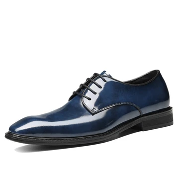 Нова мъжки официалната обувки от лачена кожа, луксозна есента на обувки от естествена кожа, британски trend дизайнер, мъжки син на сватбени обувки за бизнес партита