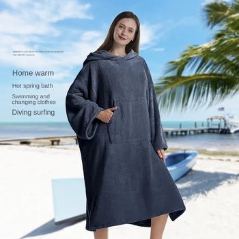 Ново кърпи за баня, дебели плажен халат за преобличане с качулки, дъждобрани, по-големи размери, бързо съхнещи кърпи, домашна термална пижами, халати за възрастни